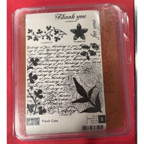 Stampin Up! Fresh Cuts 111634 Thank You Wood Mounted Rubber Stamp Set - Picture 3 of 3